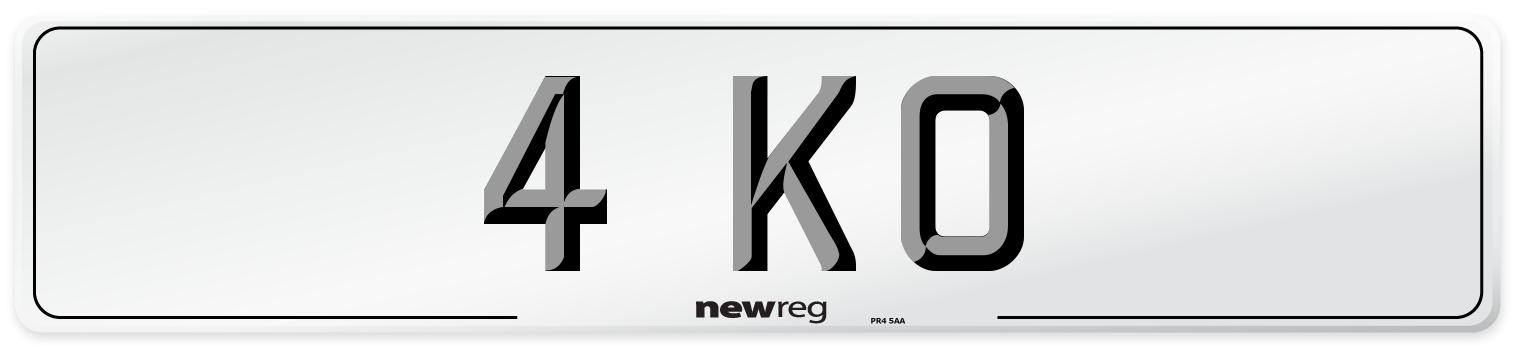 4 KO Number Plate from New Reg